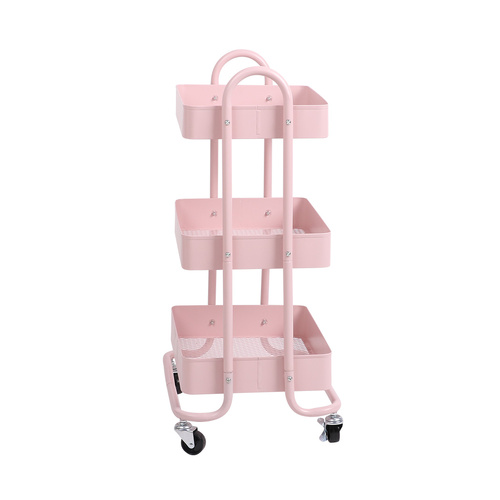 3 Tiers Kitchen Trolley Cart Pink - Model-5AC62B