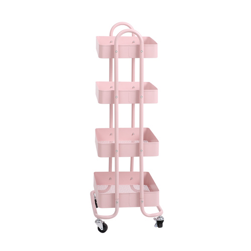 4 Tiers Kitchen Trolley Cart Pink - Model-F783EB