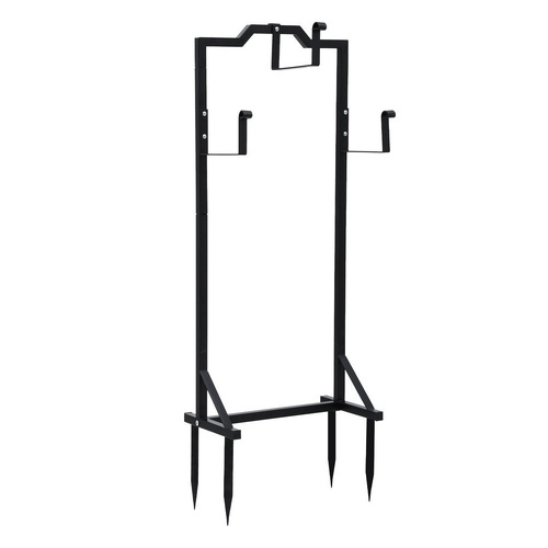 Green Fingers Garden Hose Holder Metal Portable Freestanding Hose Stand 4 Spikes Black