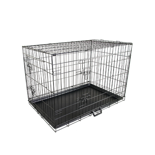 Wire Dog Cage Foldable Crate Kennel with Tray