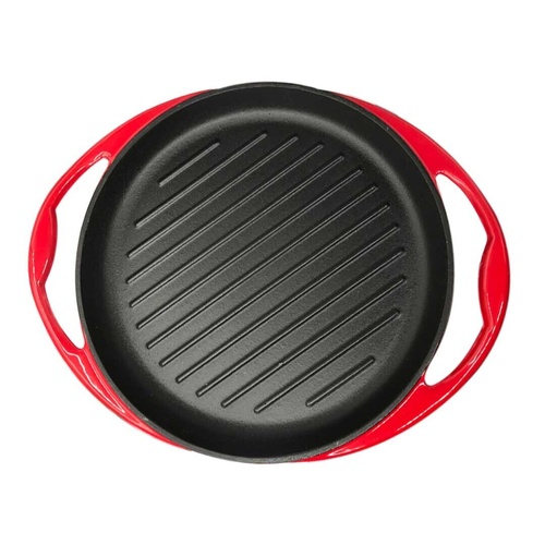 Enamel Porcelain 26cm Cast Iron Frying Pan Skillet Non-stick Coating Steak Sizzle Platter