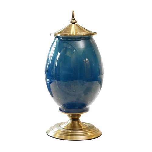40.5cm Ceramic Oval Flower Vase with Gold Metal Base
