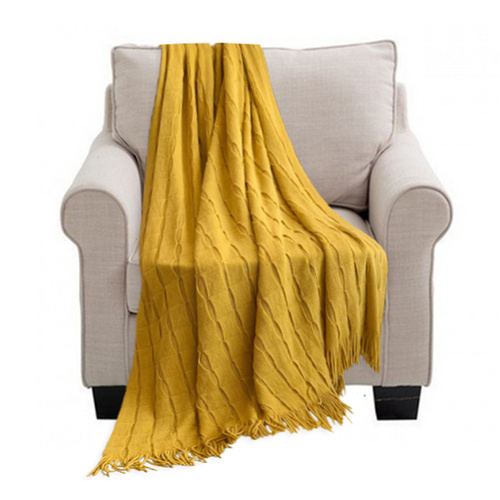Textured Knitted Throw Blanket Warm Cozy Woven Cover Couch Bed Sofa Home Decor with Tassels