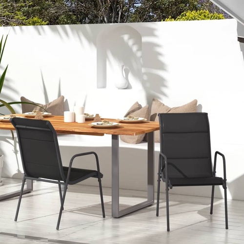 Garden Chairs Steel and Textilene Black
