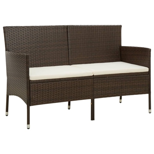 3-Seater Garden Sofa with Cushion Poly Rattan