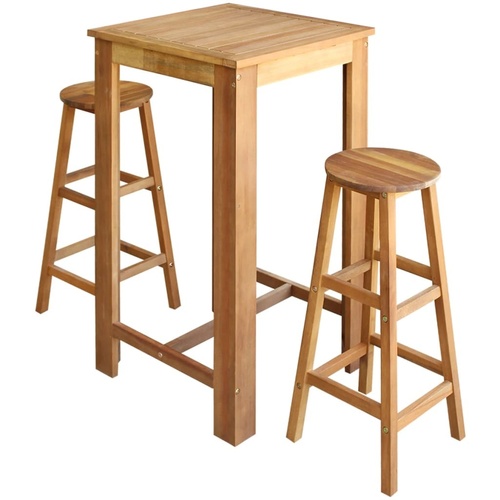 Bar Table and Stool Set Solid Acacia Wood