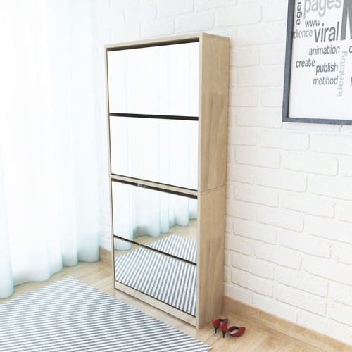 Shoe Cabinet 4-Layer Mirror 63x17x134 cm