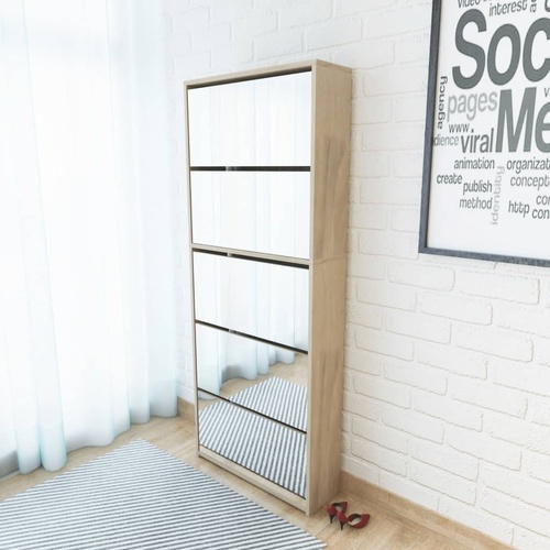 Shoe Cabinet 5-Layer Mirror 63x17x169.5 cm