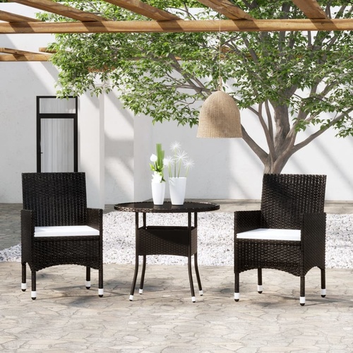 3 Piece Garden Dining Set Poly Rattan