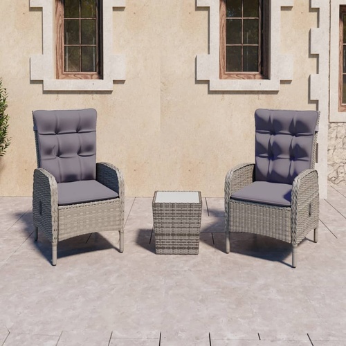 3 Piece Garden Bistro Set Poly Rattan and Glass