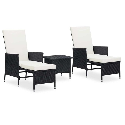 3 Piece Garden Lounge Set with Cushions Poly Rattan