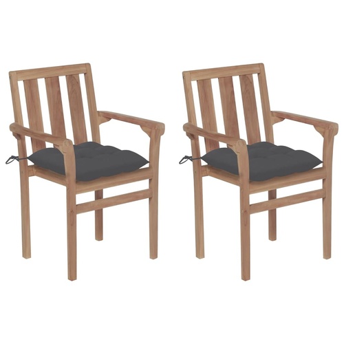 Garden Chairs with Cushions Solid Teak Wood