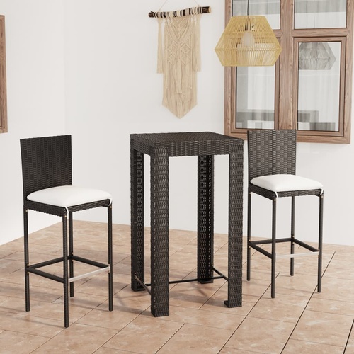 Outdoor Bar Set with Cushions Poly Rattan