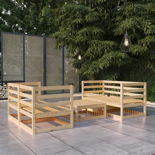 5 Piece Garden Lounge Set Solid Pinewood