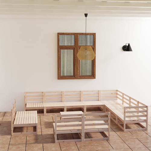 13 Piece Garden Lounge Set Solid Pinewood
