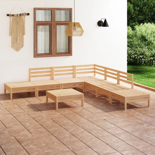 8 Piece Garden Lounge Set Solid Pinewood