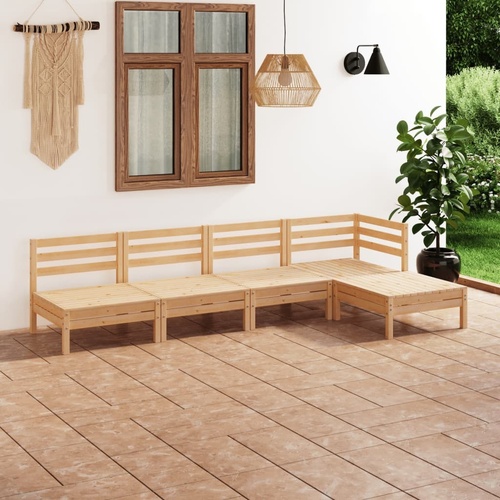 5 Piece Garden Lounge Set Solid Pinewood