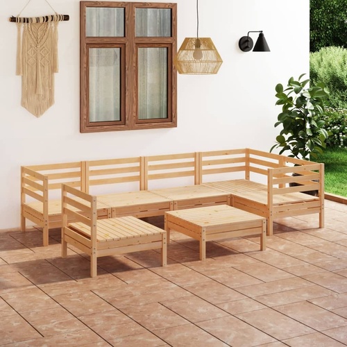 7 Piece Garden Lounge Set Solid Pinewood