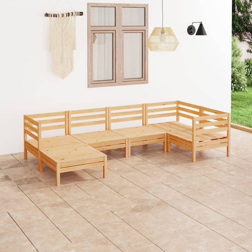 6 Piece Garden Lounge Set Solid Pinewood