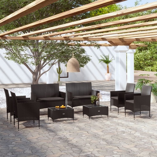 Garden Lounge Set with Cushions Poly Rattan