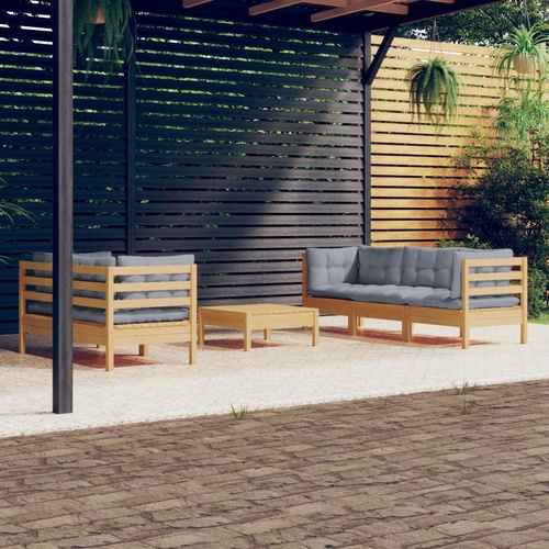 6 Piece Garden Lounge Set with Cushions Pinewood
