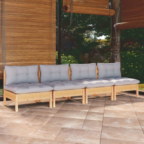 4-Seater Garden Sofa with Cushions Solid Pinewood