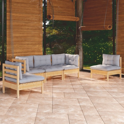 5 Piece Garden Lounge Set with Cushions Solid Pinewood
