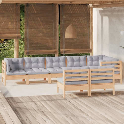 8 Piece Garden Lounge Set with Cushions Solid Pinewood