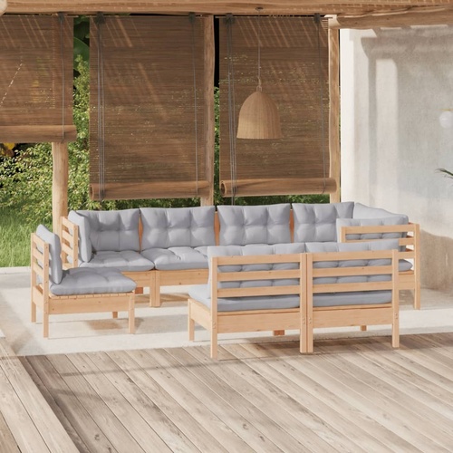 8 Piece Garden Lounge Set with Cushions Solid Pinewood