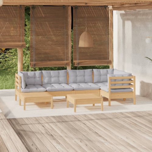 7 Piece Garden Lounge Set with Cushions Solid Pinewood