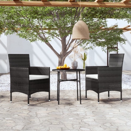 3 Piece Garden Dining Set Poly Rattan