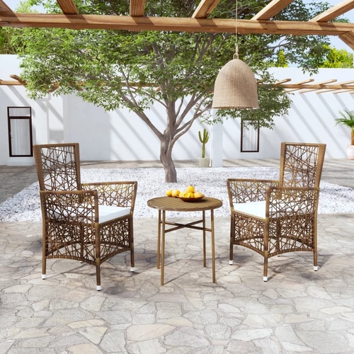 3 Piece Garden Dining Set Poly Rattan