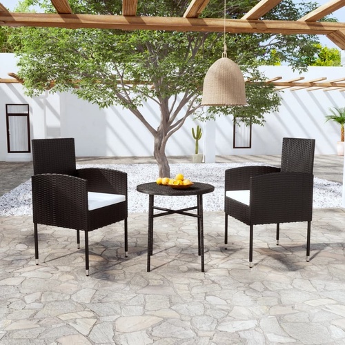 3 Piece Garden Dining Set Poly Rattan
