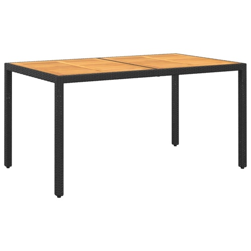 Garden Table 150x90x75 cm Acacia Wood and Poly Rattan
