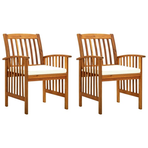 Garden Dining Chairs with Cushions Solid Acacia Wood
