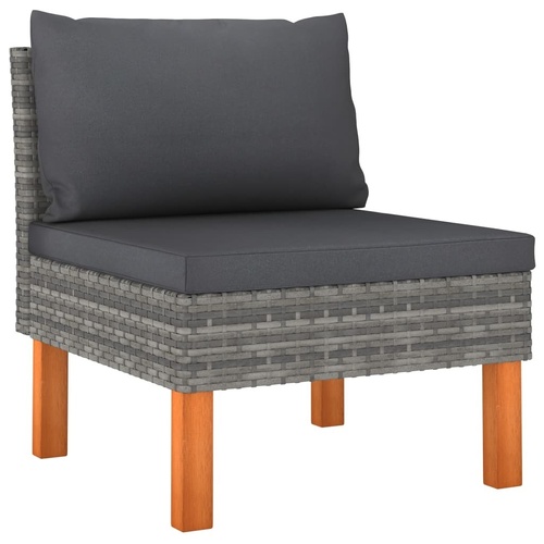 Sofa Poly Rattan and Solid Eucalyptus Wood