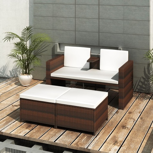 Garden Lounge Set with Cushions Poly Rattan