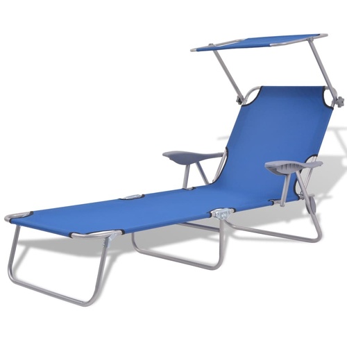 Sun Lounger with Canopy Steel