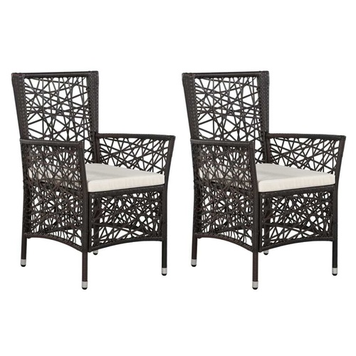 Outdoor Chairs 2 pcs with Cushions Poly Rattan