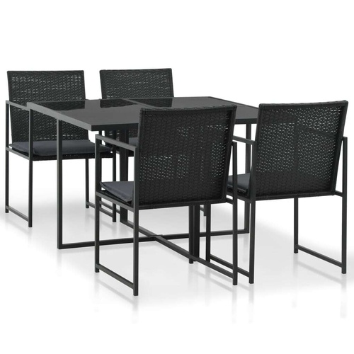 Outdoor Dining Set with Cushions Poly Rattan