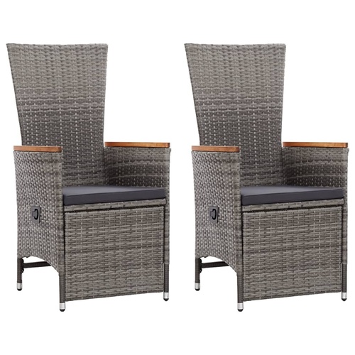 Reclining Garden Chairs 2 pcs with Cushions Poly Rattan