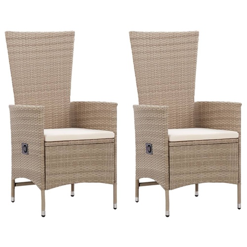 Outdoor Chairs 2 pcs with Cushions Poly Rattan