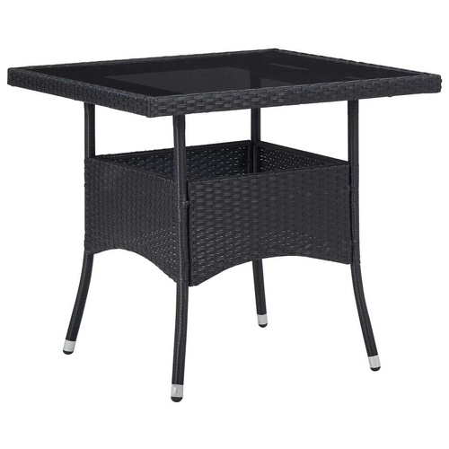 Outdoor Dining Table Poly Rattan and Glass