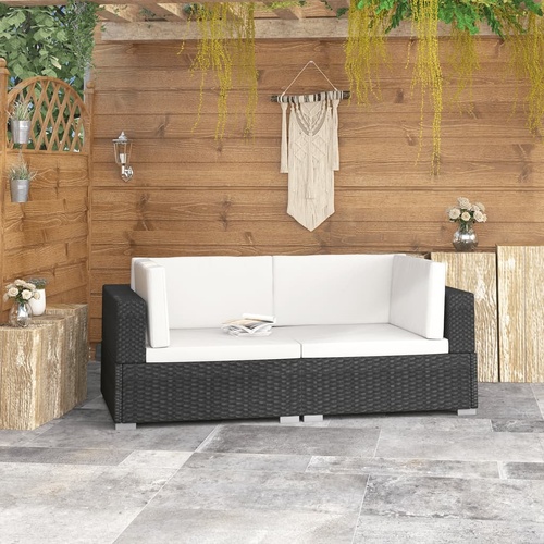 Sectional Corner Chairs 2 pcs with Cushions Poly Rattan