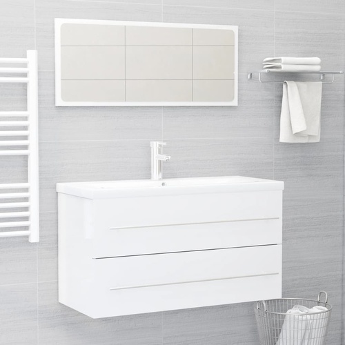 2 Piece Bathroom Furniture Set Engineered Wood