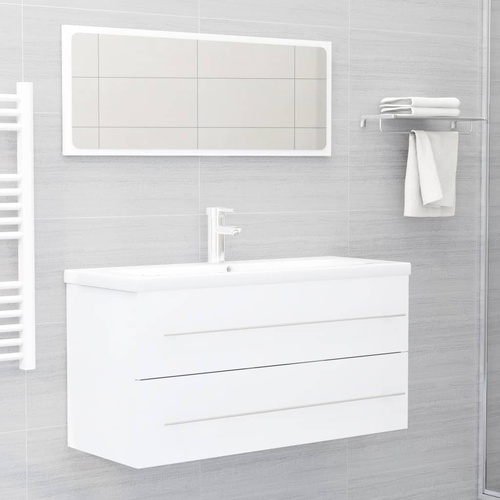 2 Piece Bathroom Furniture Set Engineered Wood