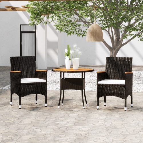3 Piece Garden Dining Set Poly Rattan