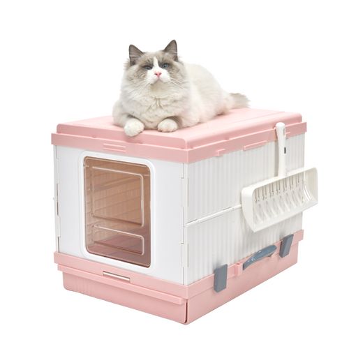 XL Portable Cat Toilet Litter Box Tray Foldable House with Handle and Scoop
