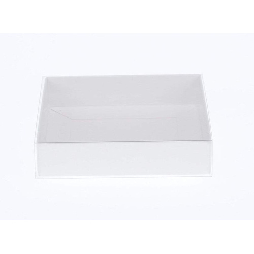 10 Pack of White Card Box - Clear Slide On Lid - Large Beauty Product Gift Giving Hamper Tray Merch Fashion Cake Sweets Xmas