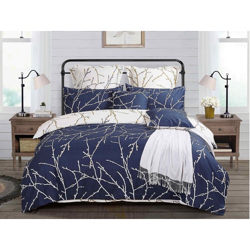 Tree Reversible Blue Duvet Doona Quilt Cover Set